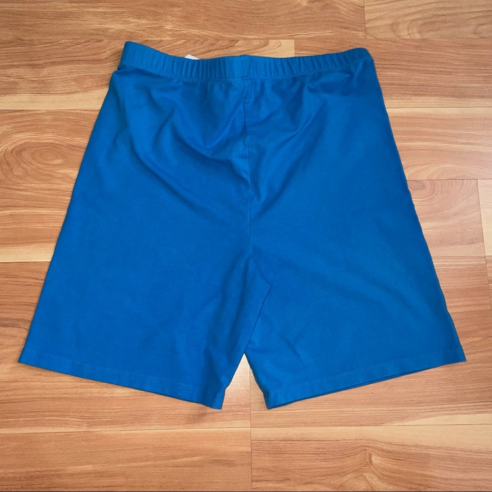 Sporty & Rich 80s Varsity Blue Logo Princess Diana Fitness Biker Shorts Sz L/XL - Picture 3 of 13